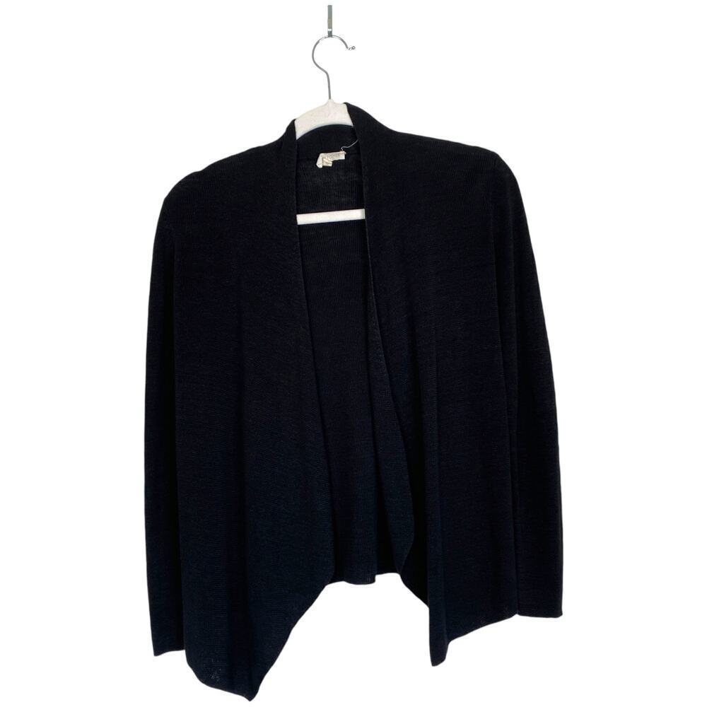 EILEEN FISHER Organic Linen Black Cardigan Size Extra Small Basic Staple